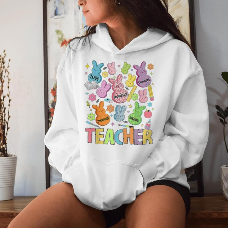 Retro Teacher Of Sweet Bunny Apparel Cute Teacher Easter Day Women Hoodie Gifts for Her