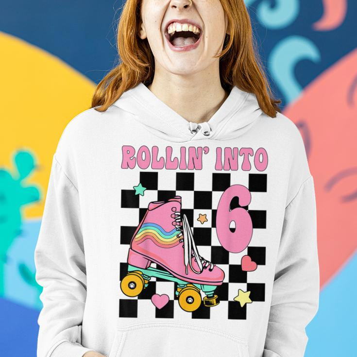 Rolling Into 6 Years Old Roller Skating Girl 6Th Birthday Women Hoodie Gifts for Her
