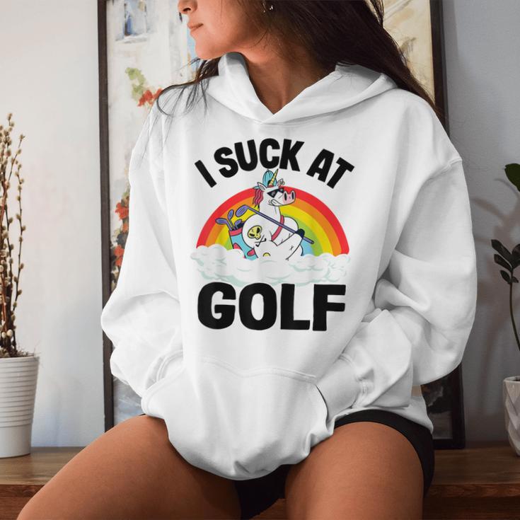 I Suck At Golf Golf Loser Unicorn Sarcastic Golfing Women Hoodie Gifts for Her