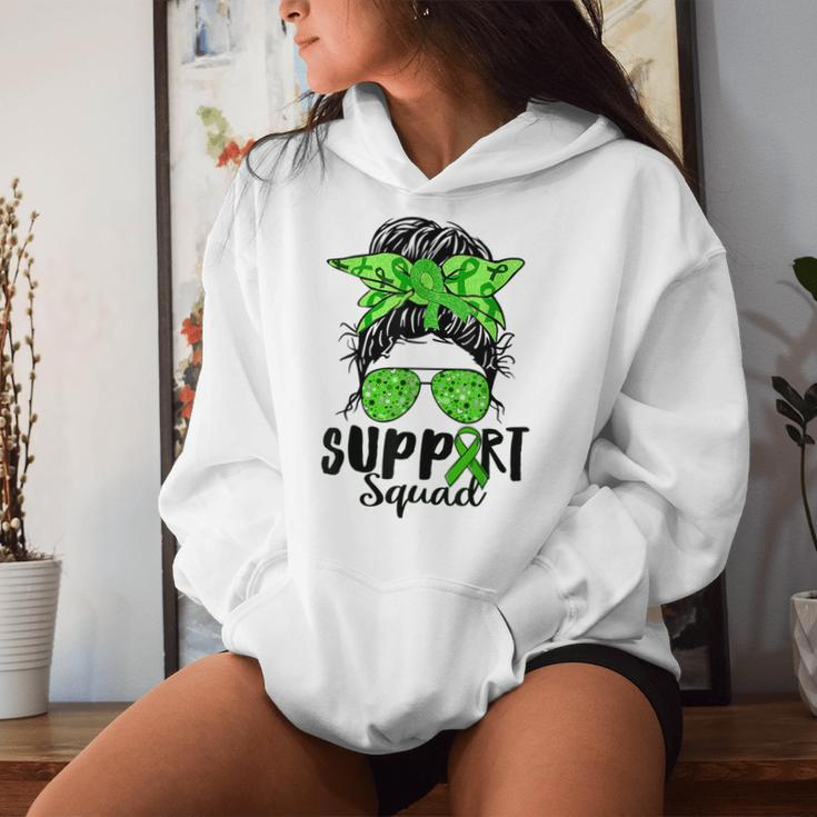 Support Squad Messy Bun Green Ribbon Mental Health Awareness Women Hoodie Gifts for Her