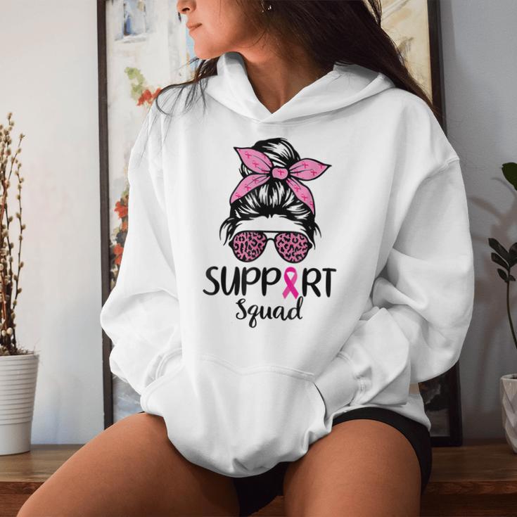 Support Squad Messy Bun Pink Breast Cancer Awareness Women Women Hoodie Gifts for Her