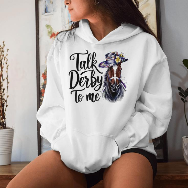 Talk Derby To Me Racing Horse Humor Quote Women Hoodie Gifts for Her