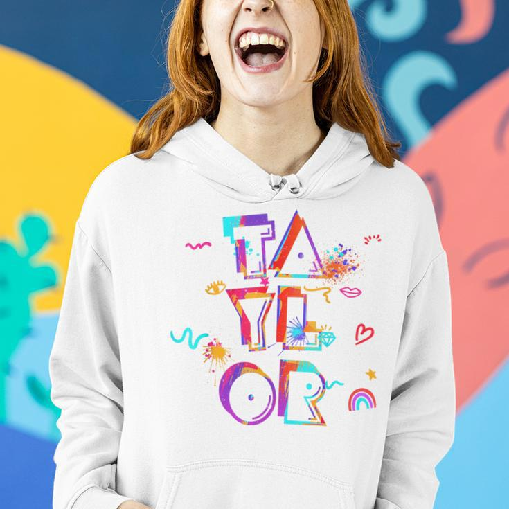 Taylor Girl First Name Personalized Groovy Women Hoodie Gifts for Her