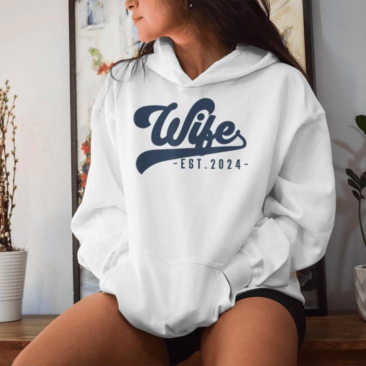 Wife Est 2024 Just Married Honeymoon Wife Wedding Couple Women Hoodie Gifts for Her