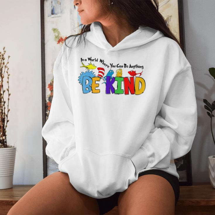 In World Where You Can Be Anything Be Kind Positive Rainbow Women Hoodie Gifts for Her
