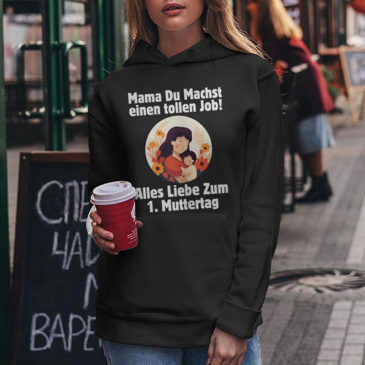 1 Muttertag Mama Du Machst Einen Tollen Job Baby Junge Kapuzenpullover für Damen Lustige Geschenke