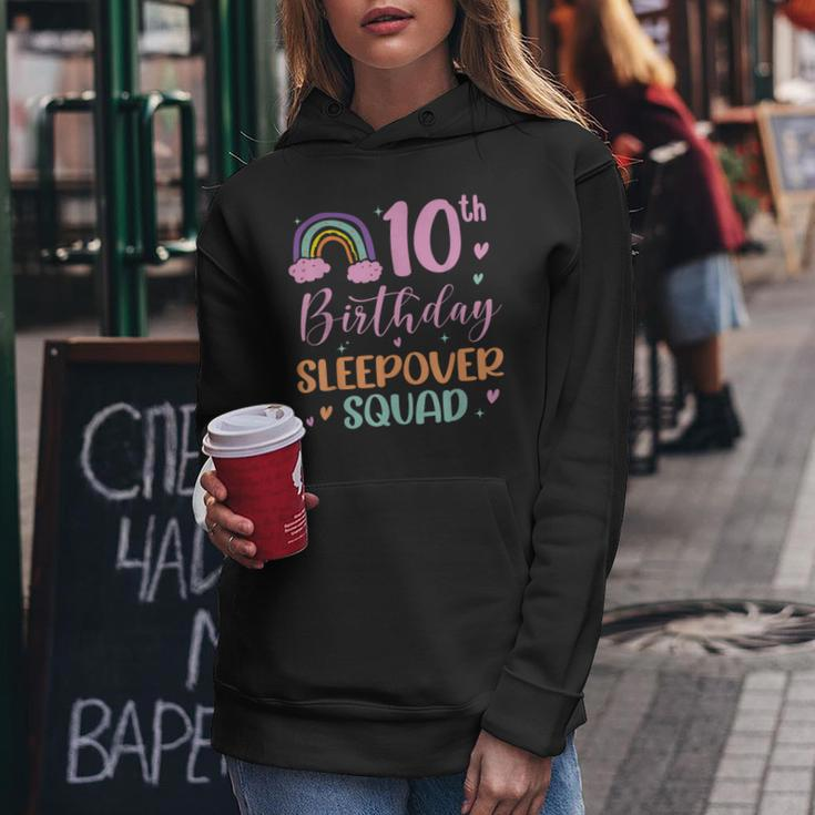 10Th Birthday Rainbow Sleepover Squad Pajamas Slumber Girls Women Hoodie Personalized Gifts