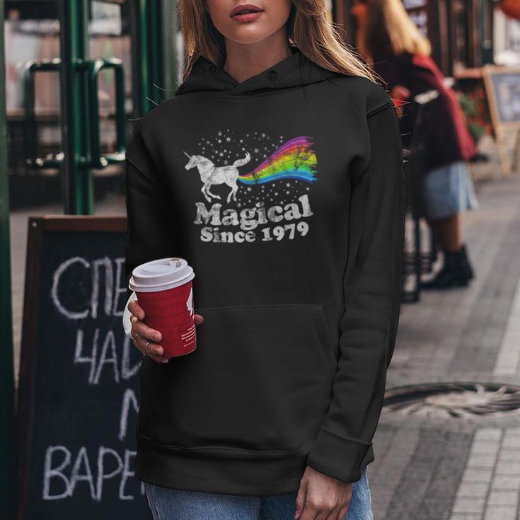 40Th Birthday Magical Farting Unicorn Rainbow 1979Women Hoodie Unique Gifts