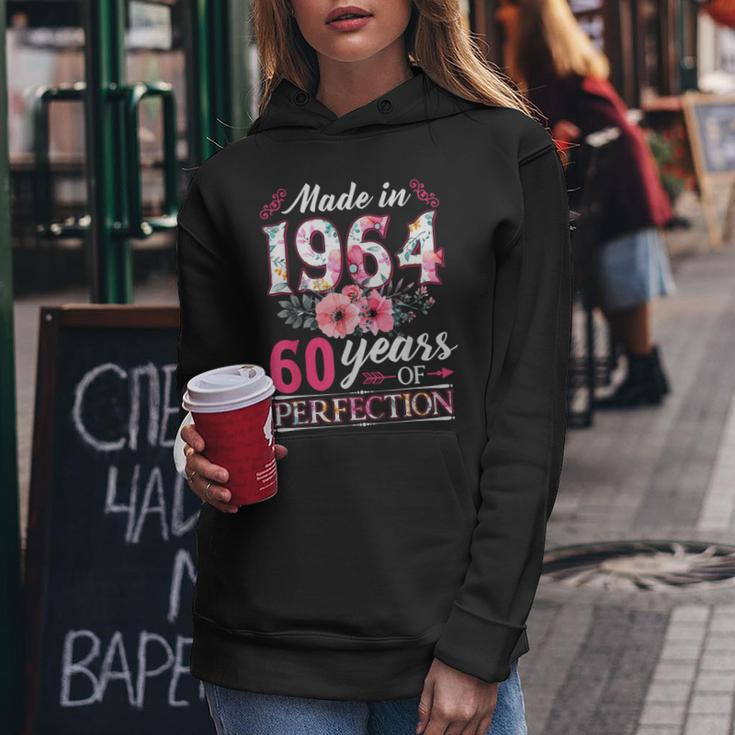 60 Year Old Made In 1964 Floral Flower 60Th Birthday Womens Women Hoodie Unique Gifts