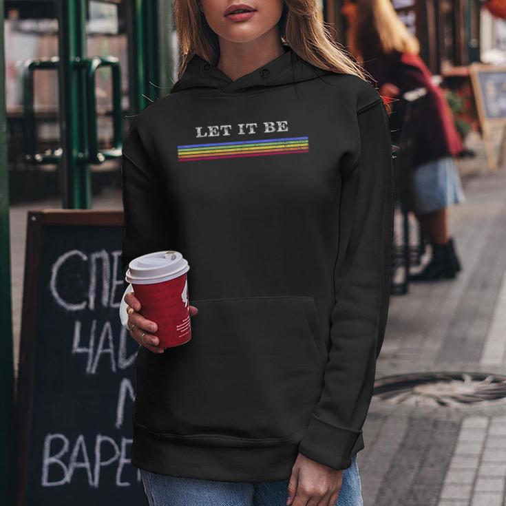 70'S Rainbow Striped Hippie Let It Be Women Hoodie Unique Gifts