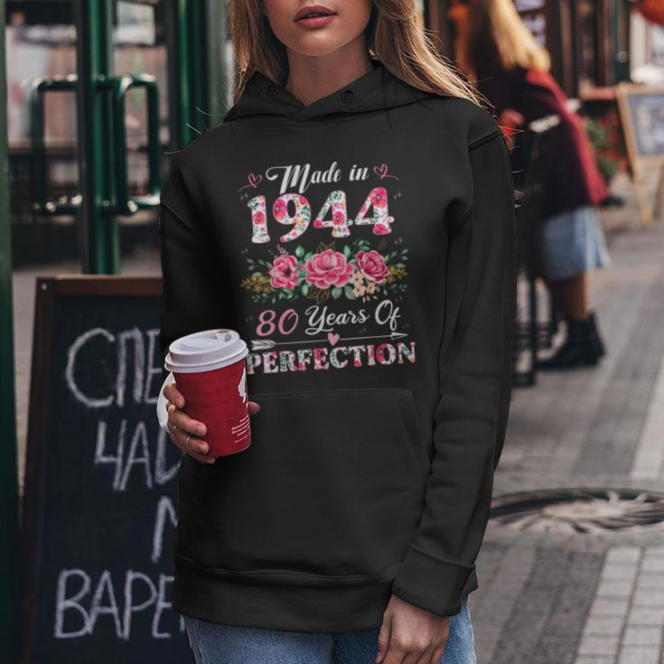 80 Year Old Made In 1944 Floral 80Th Birthday Women Women Hoodie Unique Gifts