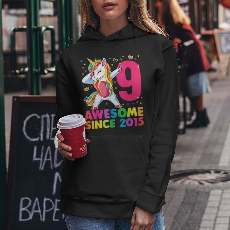 9 Years Old Unicorn Dabbing 9Th Birthday Girl Unicorn Party Women Hoodie Unique Gifts
