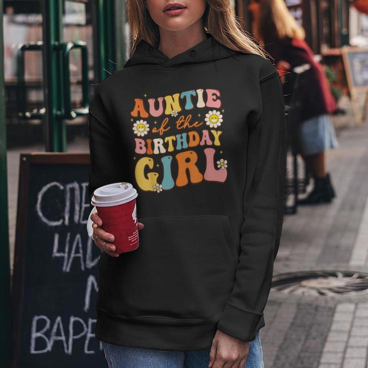 Auntie Of The Birthday Girl Niece Groovy Aunt Retro Theme Women Hoodie Funny Gifts