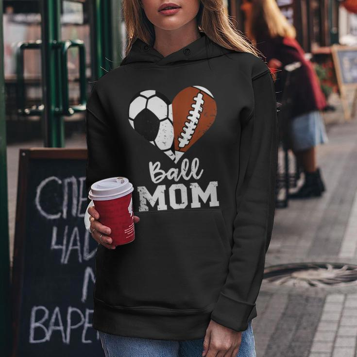Ball Mom Heart Football Soccer Mom Women Hoodie Unique Gifts