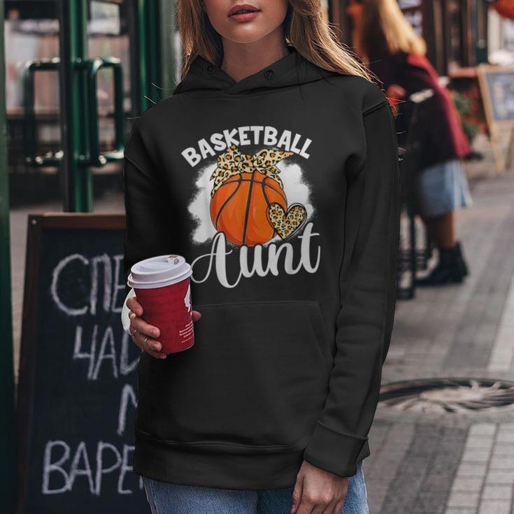 Basketball Aunt Leopard Heart Auntie Mother's Day Women Hoodie Unique Gifts