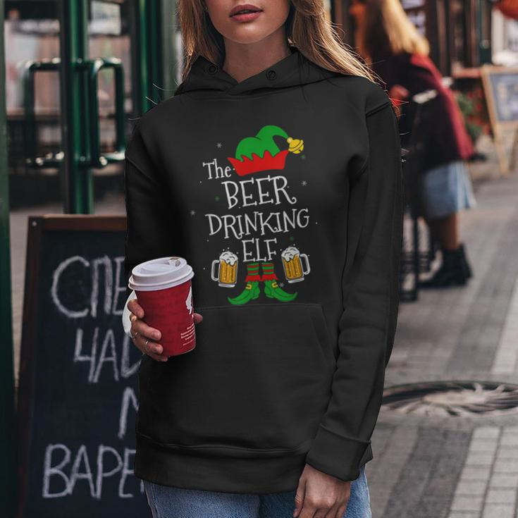The Beer Drinking Elf Matching Family Drinker Merry Xmas Day Women Hoodie Funny Gifts