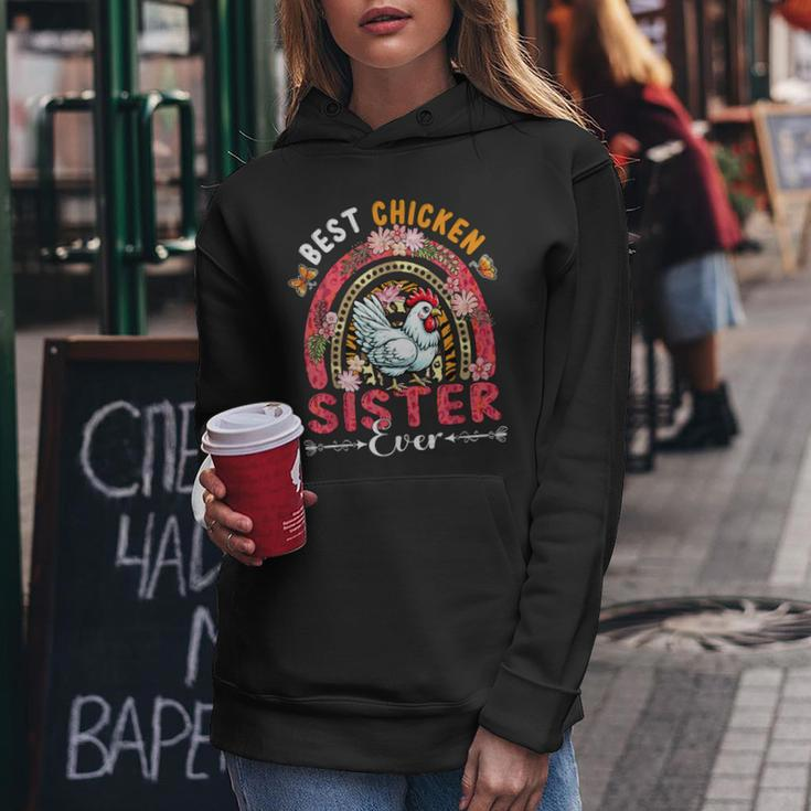 Best Chicken Sister Ever Mother's Day Flowers Rainbow Farm Women Hoodie Unique Gifts