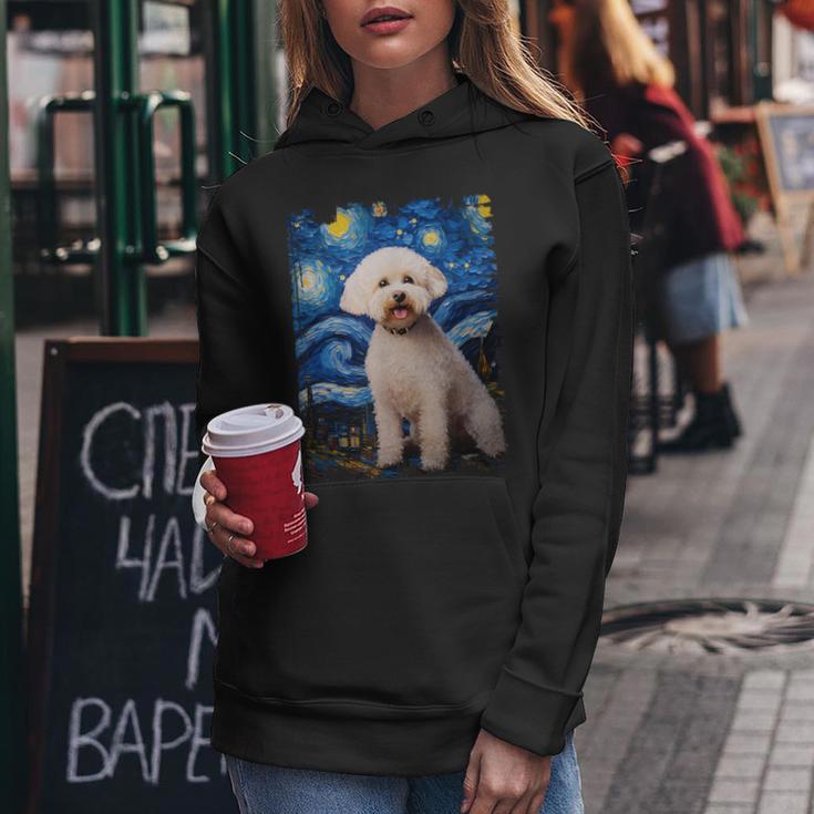 Bichon Frisé Hund Sternennacht Malerei Hund Mama Papa Kapuzenpullover für Damen Lustige Geschenke