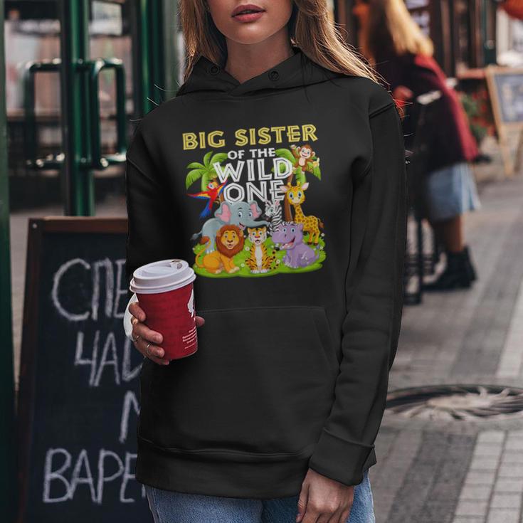 Big Sister Of The Wild One Birthday Zoo Animal Safari Jungle Women Hoodie Unique Gifts