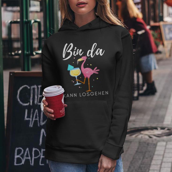 Bin Da Kann Losgehen Flamingo Mit Sekt Kapuzenpullover für Damen Lustige Geschenke