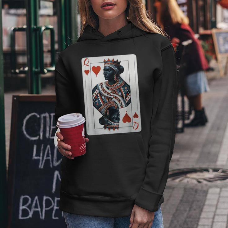 Black Queen Of Hearts Card Deck Game Proud Black Woman Women Hoodie Personalized Gifts