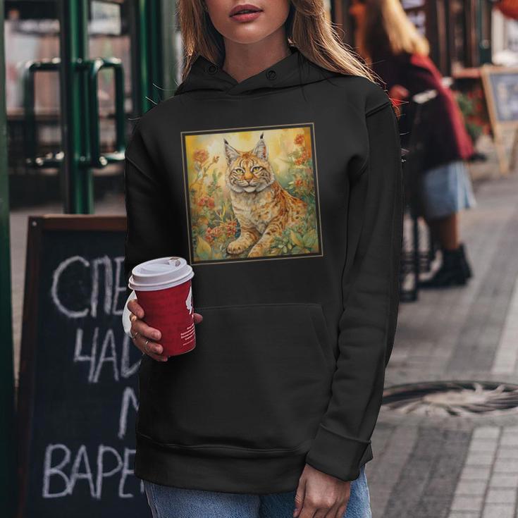 Bobcat Garden Flowers Painting Pet Mom Dad Women Hoodie Unique Gifts