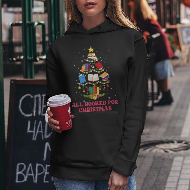 All Booked For Christmas Book Tree Teacher Librarian School Women Hoodie Funny Gifts
