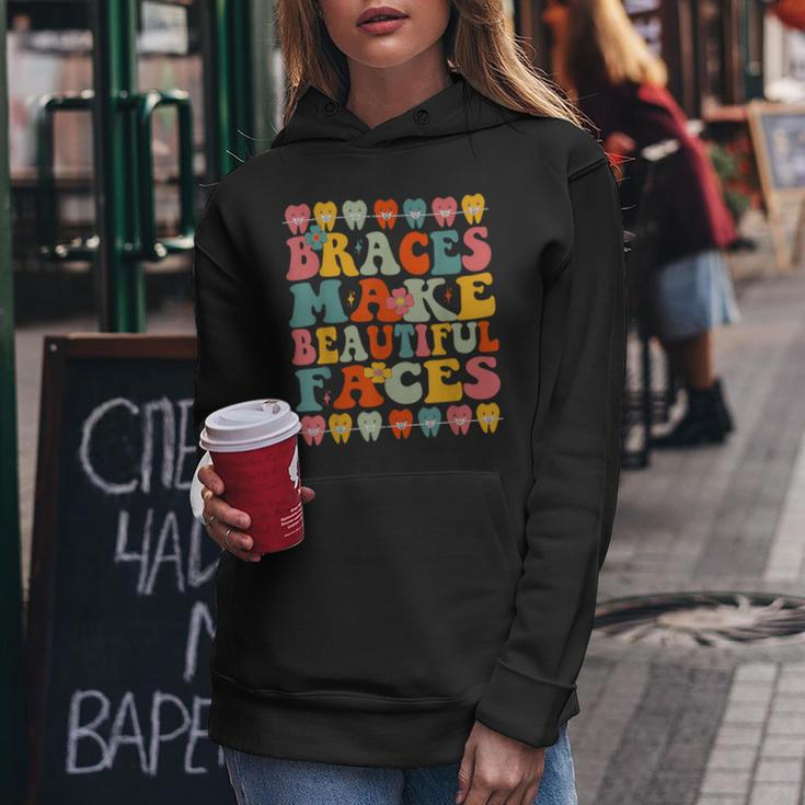 Braces Make Beautiful Faces Groovy Orthodontist Women Hoodie Unique Gifts