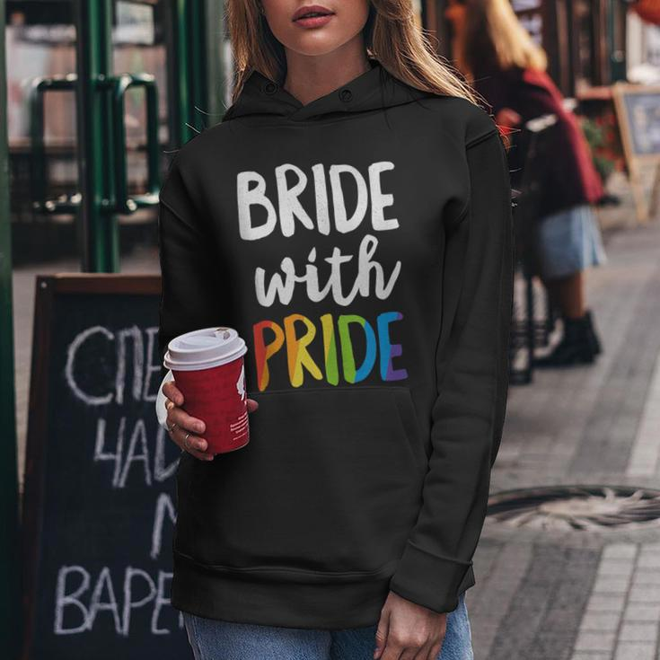 Bride With Pride Rainbow Lesbian Bachelorette Party Wedding Women Hoodie Unique Gifts