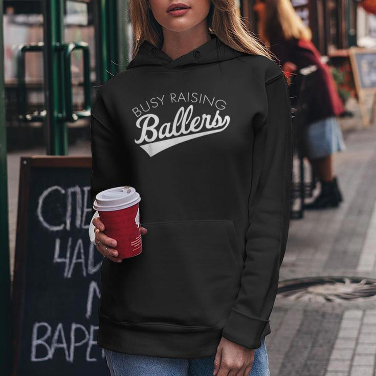 Busy Raising Ballers Baseball Mom & Parent Sports Women Hoodie Funny Gifts