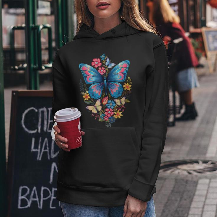 Butterfly With Flowers I Aesthetic Butterfly Women Hoodie Unique Gifts