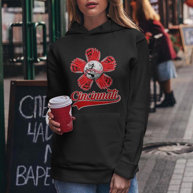 Cincinnati Baseball Flower I Love Cincinnati Baseball Spirit Women Hoodie Unique Gifts