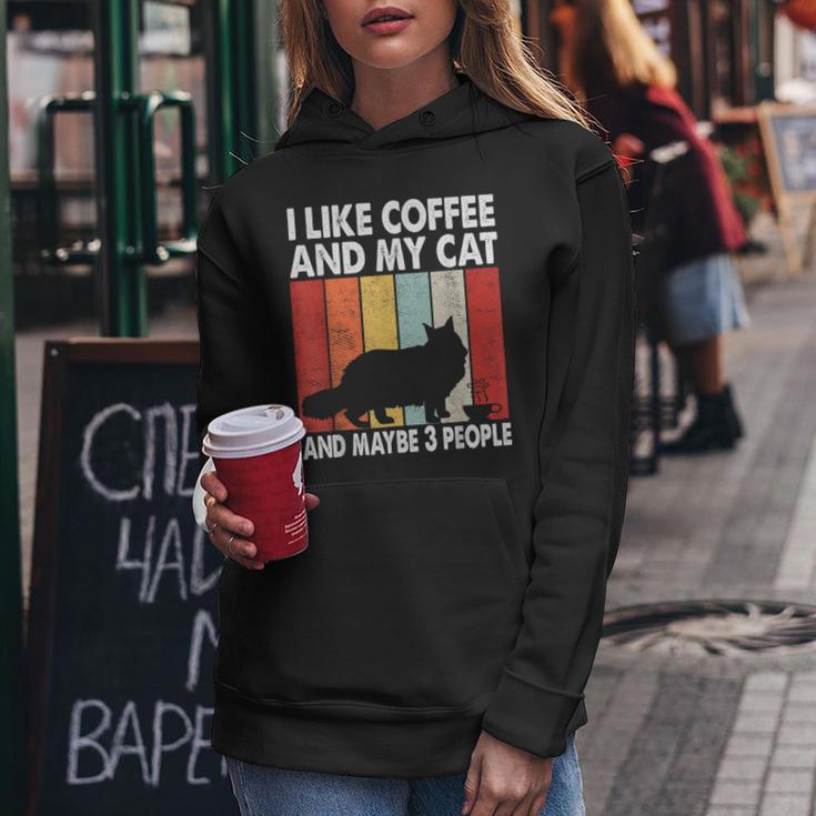 I Like Coffee And My Cat Maybe 3 People Vintage Maine Coon Women Hoodie Unique Gifts