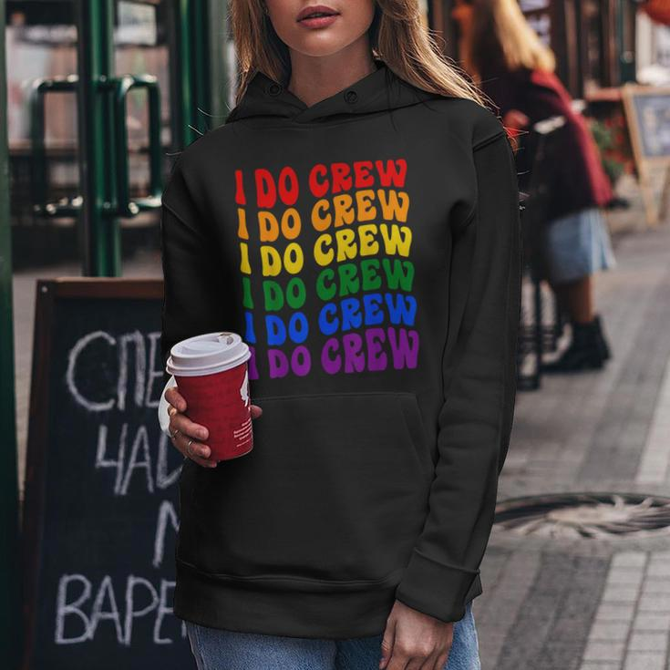 I Do Crew Bride Squad Lgbt Groovy Bachelorette Party Women Hoodie Funny Gifts