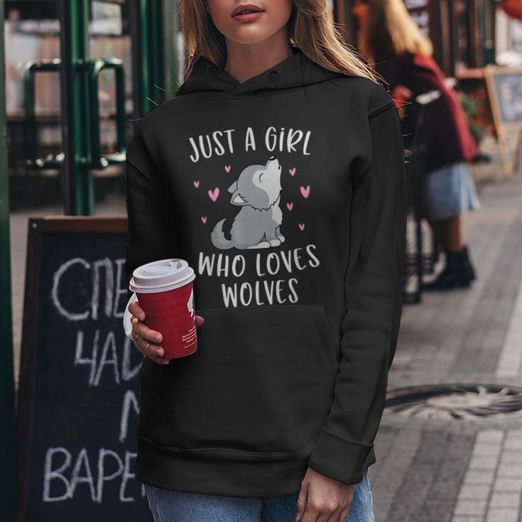 Cute Wolf For Girls Just A Girl Who Loves Wolves Women Hoodie Unique Gifts