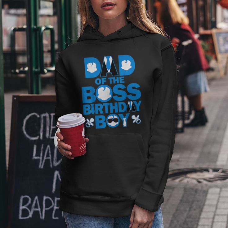 Dad And Mom Of The Boss Birthday Boy Baby Family Party Women Hoodie Funny Gifts