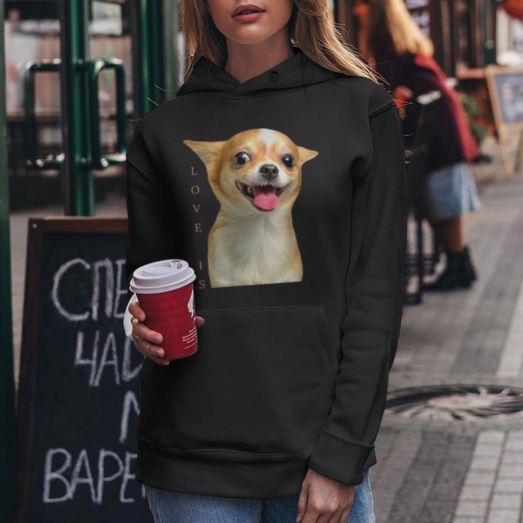 Damen Chihuahua- Für Hunde Mama Papa Liebe Haustier Welpe ChiuauahaMit-Ausschnitt Kapuzenpullover für Damen Lustige Geschenke