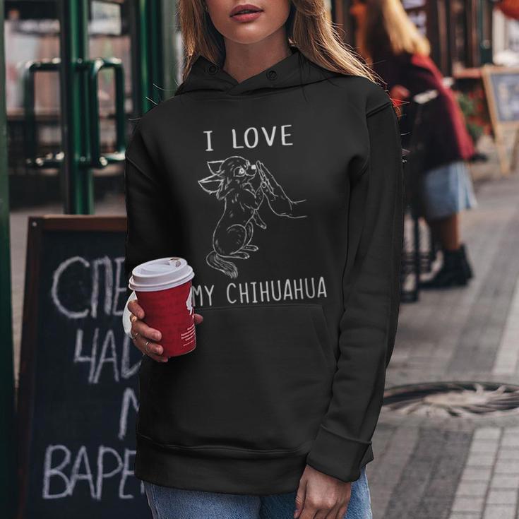 Damen Ich Liebe Meine Chihuahua Mama Chihuahua Papa Chihuahua Mit-Ausschnitt Kapuzenpullover für Damen Lustige Geschenke