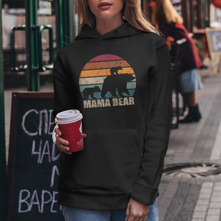 Damen Retro Mama Bäron 2 Kindern Muttertag Zweifach Mama Kapuzenpullover für Damen Lustige Geschenke