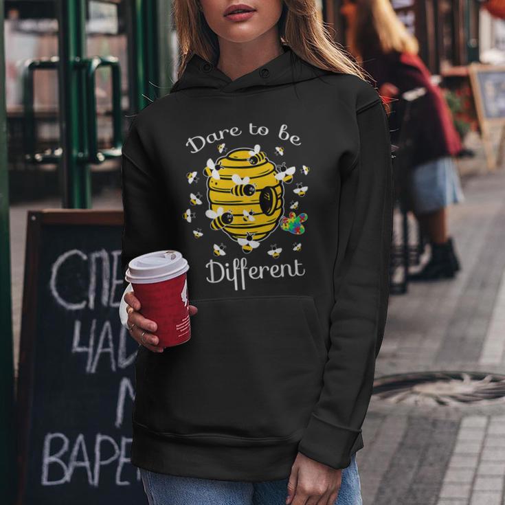 Dare To Be Different Bee Puzzle Cool Autism Awareness Women Hoodie Unique Gifts