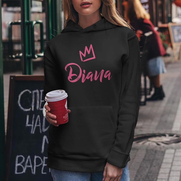 Diana The Queen Pink Crown & Name For Called Diana Women Hoodie Funny Gifts
