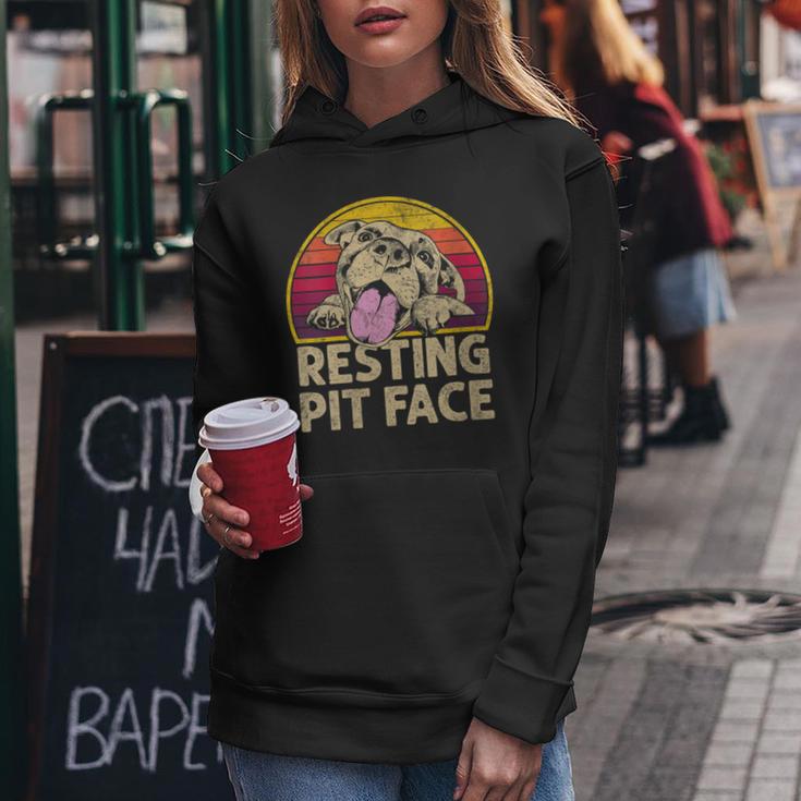 Dog Pitbull Resting Pit Face For Pitbull Lovers Women Hoodie Unique Gifts