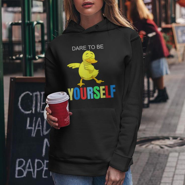 Duck Dabbing Autism Awareness Dare To Be Yourself Women Hoodie Unique Gifts