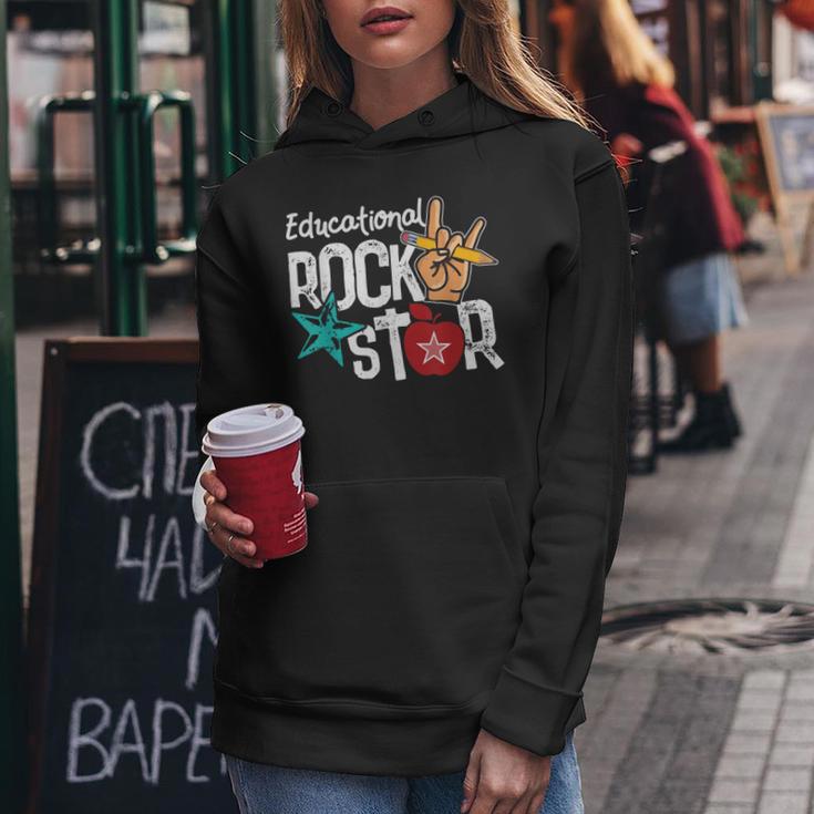 Educational Rockstar Teacher Back To School Women Hoodie Unique Gifts