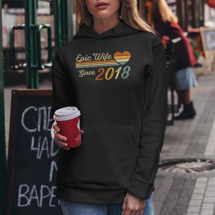 Epic Wife Since 2018 Vintage Wedding Anniversary Women Hoodie Unique Gifts