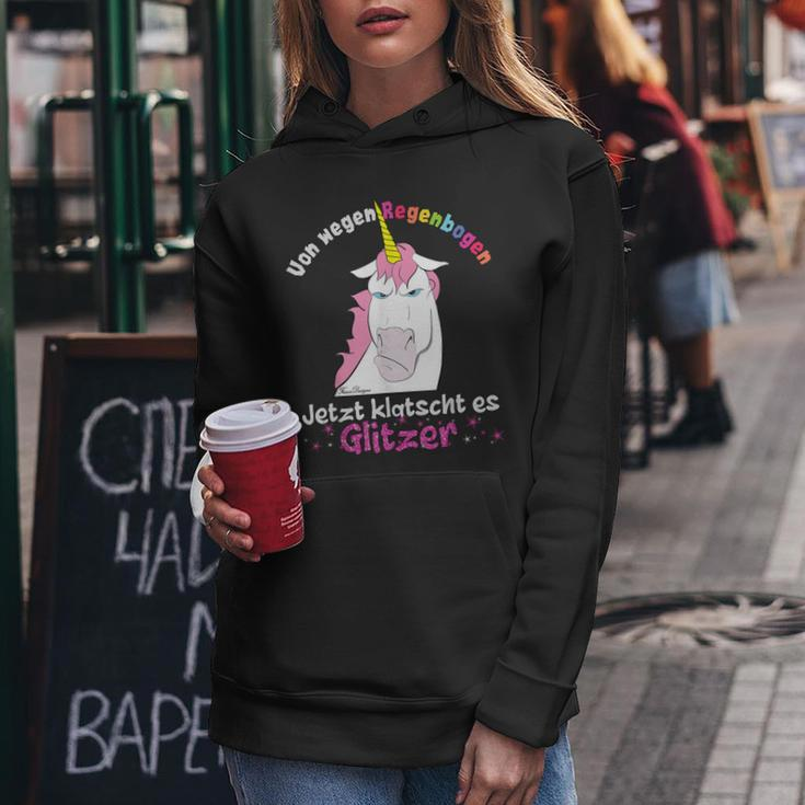 Evil Unicorn Clatscht Glitter Rainbow Fun Kapuzenpullover für Damen Lustige Geschenke