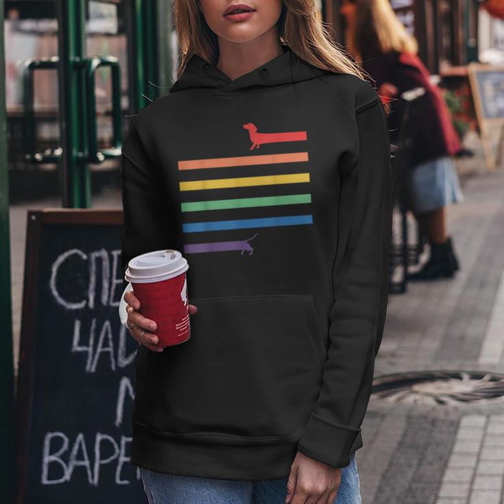 Lgbt Gay Pride Dachshund Rainbow Flag Dog S Kapuzenpullover für Damen Lustige Geschenke