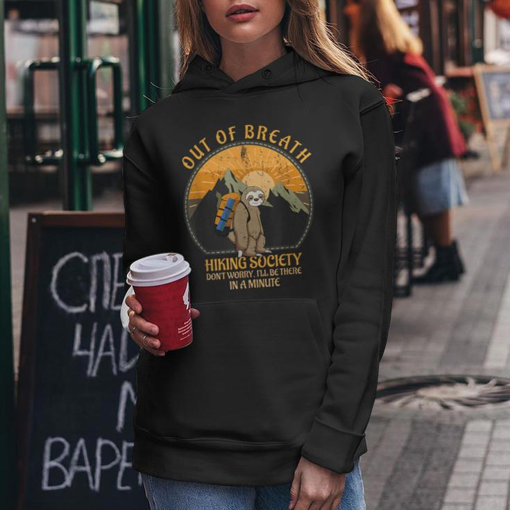 Sloth Hiker Joke Out Of Breath Hiking Society Retro Women Hoodie Unique Gifts