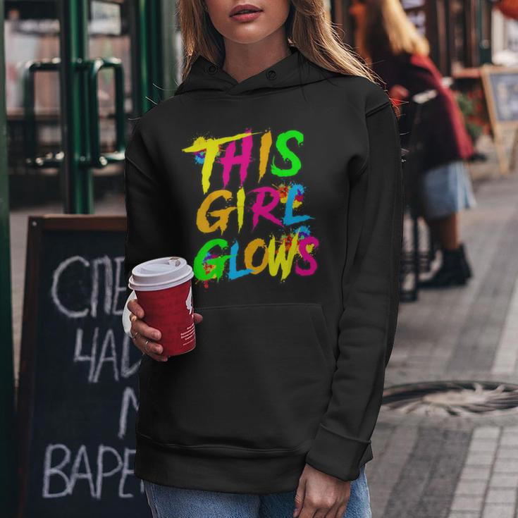 This Girl Glows Cute Girls Tie Dye Party Team Women Hoodie Unique Gifts