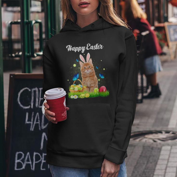 Happy Easter Day Bunny Cat Eggs Basket Cat Lover Women Hoodie Unique Gifts